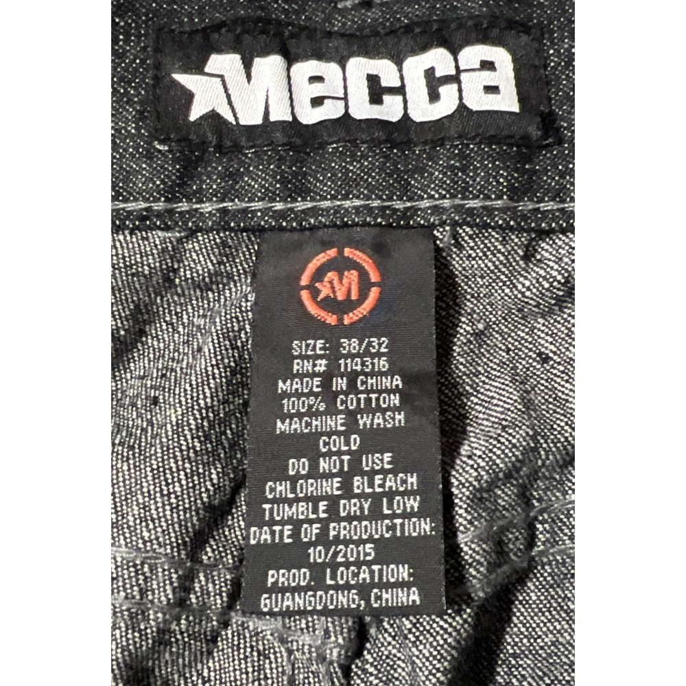 Mecca Jeans Black Charcoal Denim Straight Leg Embroidered Size 38x32 (37x31) - Picture 5 of 10